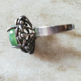 Vintage Sterling Silver Jade Ring- VedazzlingAccessories