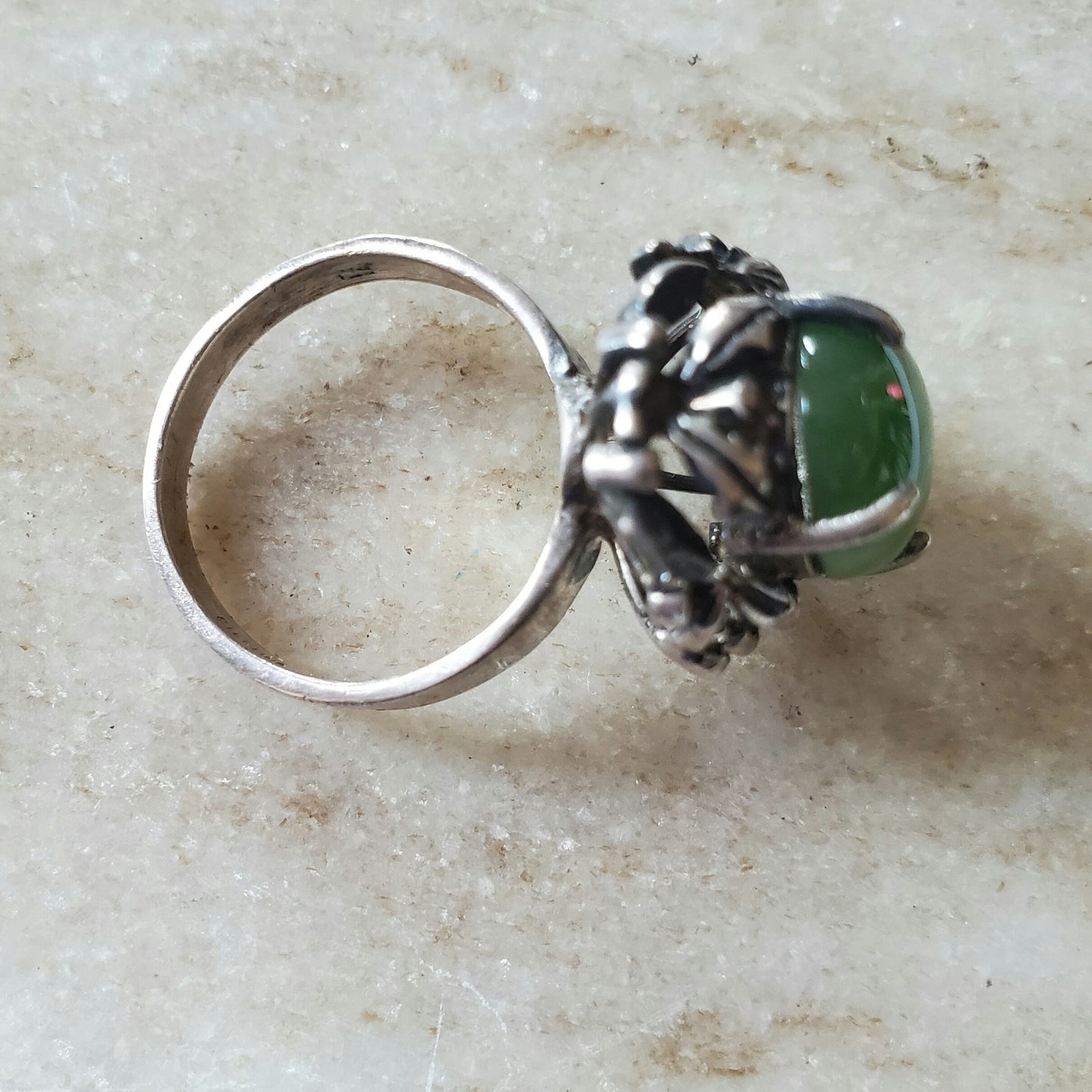 Vintage Sterling Silver Jade Ring- Vedazzling Accessories