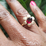 Amber Flower Vedazzling Ring