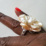 Vedazzling White Peach Pearl Ring