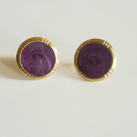 Vintage Purple Gold Love Earrings
