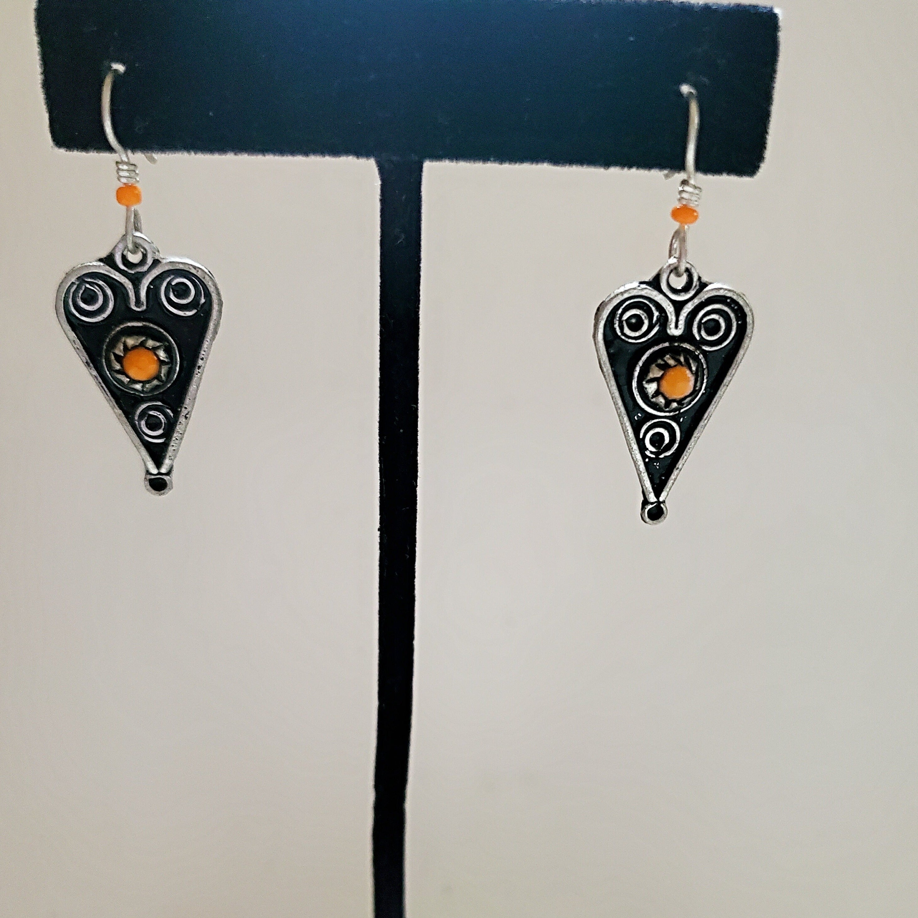 Orange Heart Knot Earrings