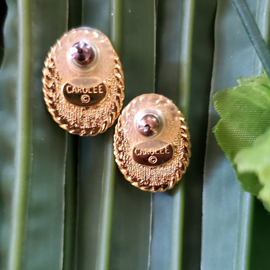 Gold Oval Vintage Earrings