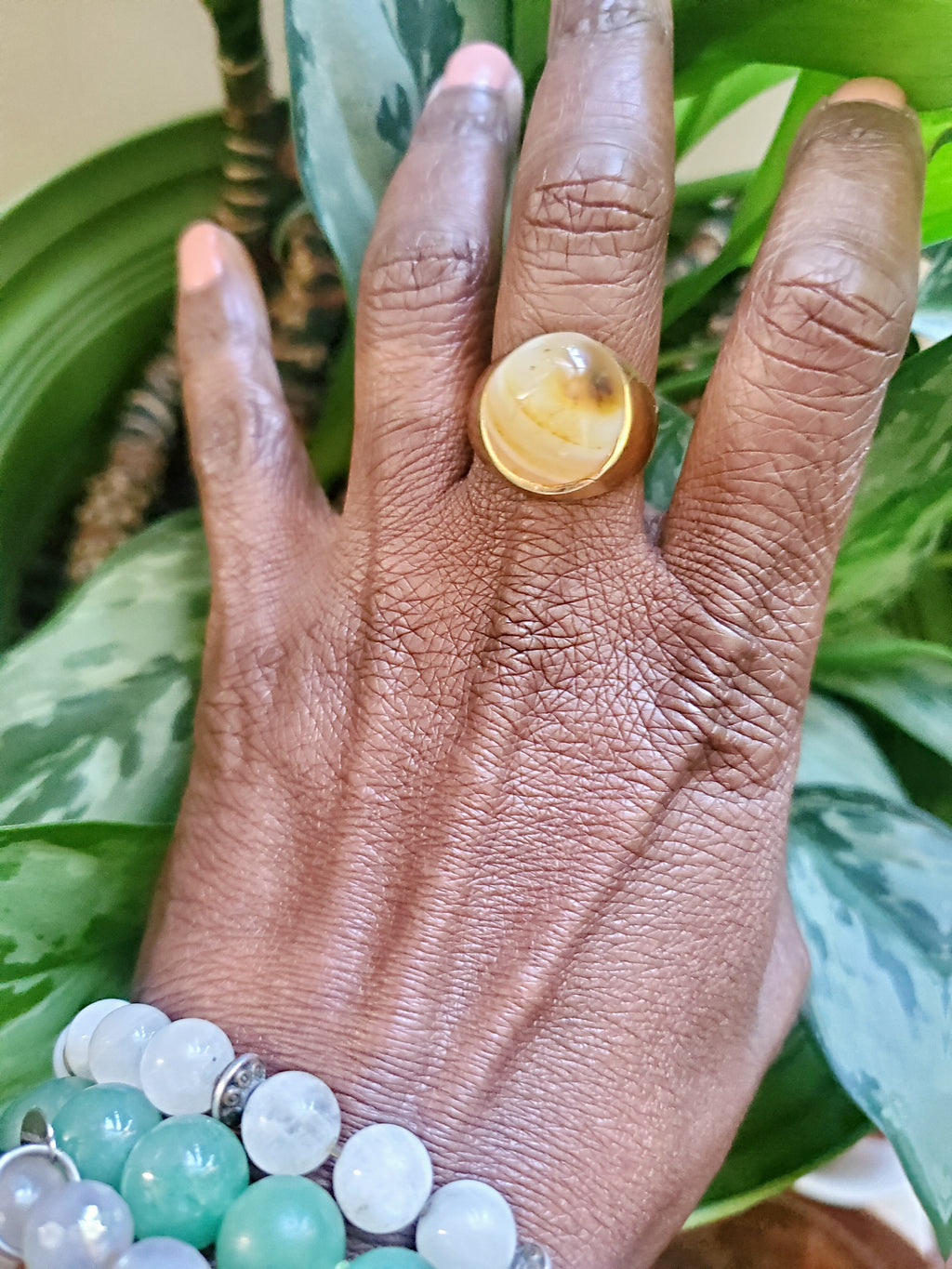 Clear Opal Gold Ring- Vedazzling Accessories