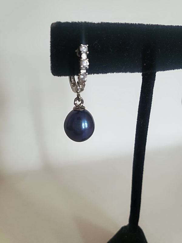Chiquita Azul Pearl Dazzling Drop Earrings- Vedazzling Accessories